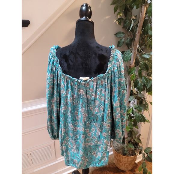 St. John’s Bay Floral Peasant Blouse Women’s 2X Blue Boho Long Sleeve Top - Picture 7 of 11